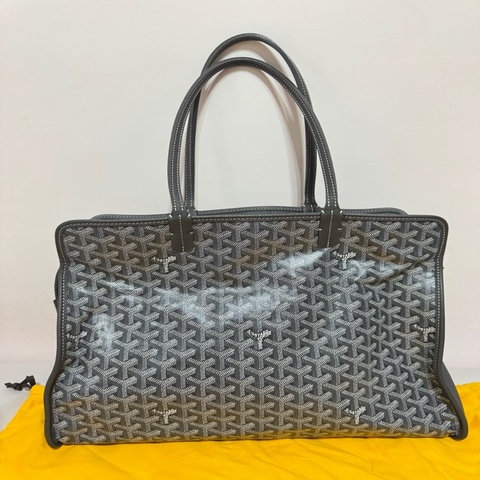Goyard Hardy 灰色帆布小牛皮 通勤包/輕旅行袋/出差包