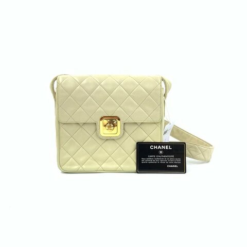 Chanel 白色 金豆 方胖子 2開 肩背包