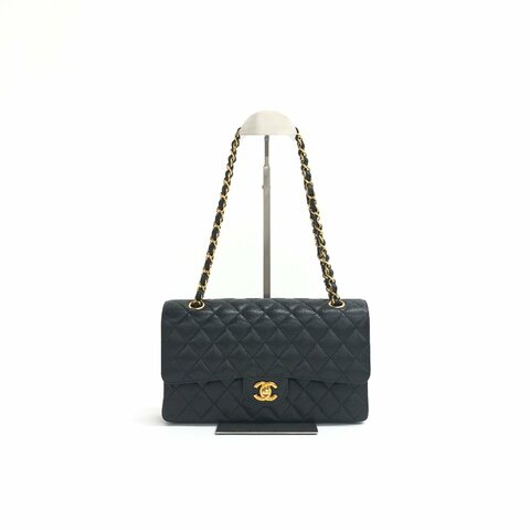 Chanel 黑金 荔枝牛 cf 中號 22年 晶片 肩背包