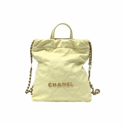 Chanel 黃色 22bag 小號 晶片 肩背包