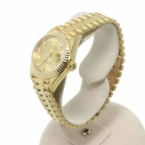 勞力士 Datejust 69178G（X 序號），女錶，10 顆鑽石，香檳金，18K 黃金自動機芯。