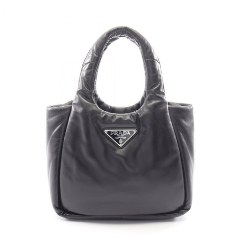 PRADA 黑色皮革女小號絎縫手提包 1BG412（二手）