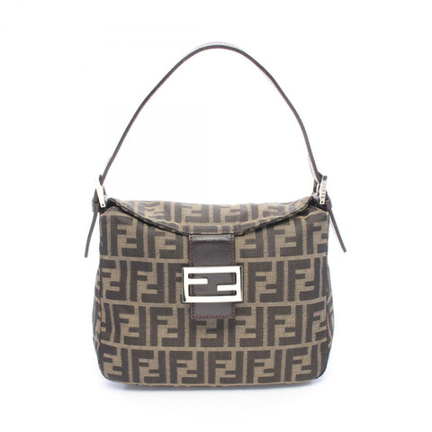 FENDI Zucca 肩背包 222826426 帆布皮革棕色 二手 女士
