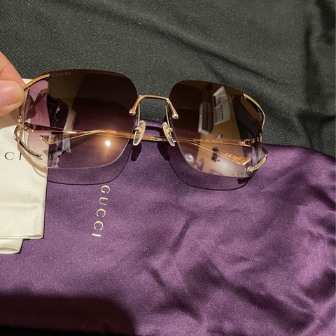 GUCCI金屬無框紫墨鏡