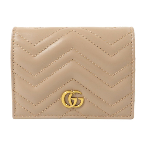 GUCCI 牛皮皮革GG Marmont Card Case Wallet金扣錢包