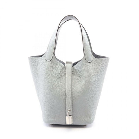 愛馬仕 Picotin Lock PM 手提包，Clemence 皮革，灰色 Gris Pantin SHW G