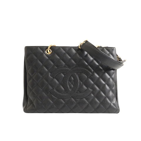 CHANEL 香奈兒 GST 豆腐包 肩背包 黑色 荔枝紋 牛皮 金扣 無卡 A50995