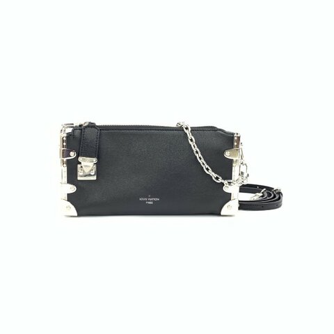 Louis Vuitton LV 黑色 SLIM TRUNK 銀扣 肩背包/斜背包