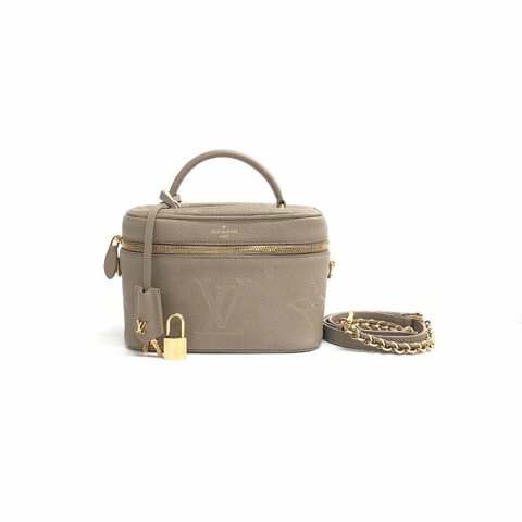 Louis Vuitton LV 大象灰 vanity 壓紋大老花 化妝 盒子 晶片 肩背包