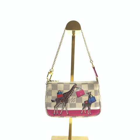 Louis Vuitton LV 拼色 白棋盤 長頸鹿 麻將 mini 肩背包