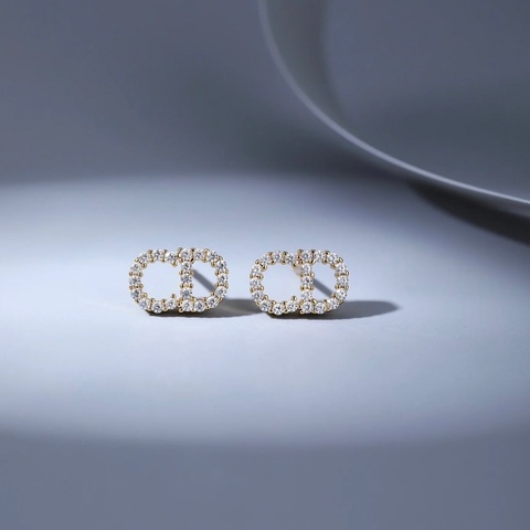 ✨ DIOR 經典滿鑽耳環｜耳針款 ✨