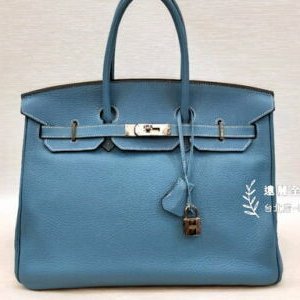 A6765-HERMES BLUEJEAN 35CM柏金銀扣togo