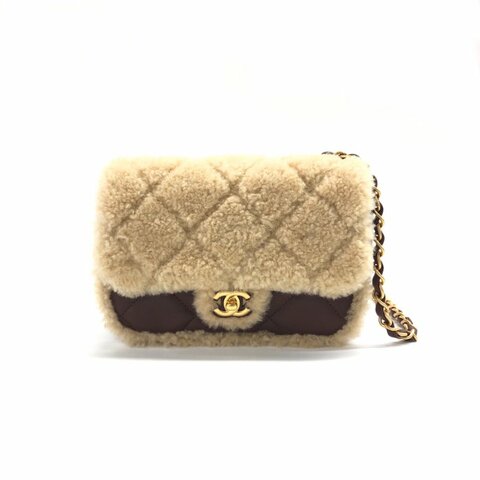 Chanel 米色拼棕色 25K 泰迪熊 菱格紋 金扣 25年10月2日 臺北 肩背包