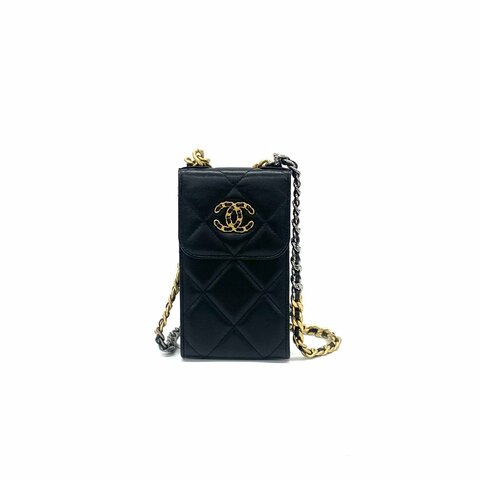 Chanel 黑色 19bag 手機包 30開 肩背包