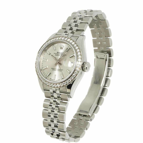 Rolex Datejust 279384RBR 隨機序號輪盤錶圈鑲鑽女錶 銀色 18K白金 自動上鍊