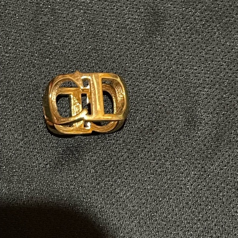 Christian Dior金CD橢圓寬版戒指vintage
