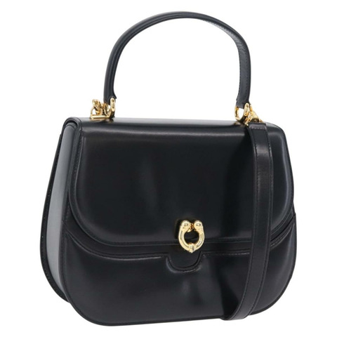GUCCI 手提包 皮革 兩用 黑色 金色 000 406 0264 Auth am12615V