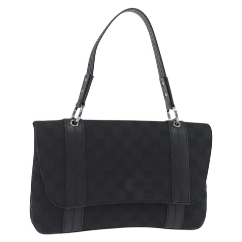 GUCCI GG帆布手提包 黑色 銀色 113014 正品 206106V