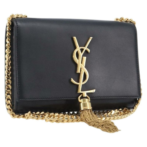SAINT LAURENT 鏈條 Kate 單肩包 皮革 黑色 金色 正品 204906SAM