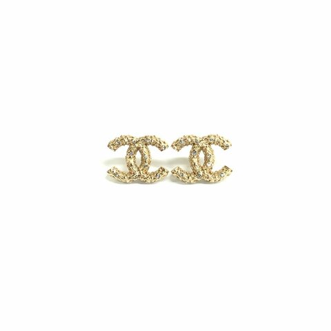 Chanel金色 熔岩 雙c 鑽 耳釘