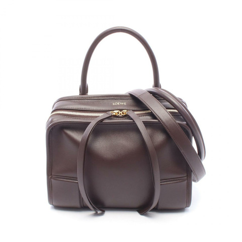 LOEWE Amazona 180 小號單肩手提包 A039AS0X010018 棕色皮革 二手