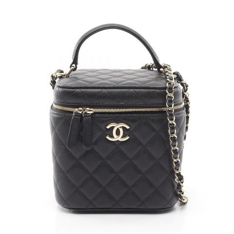 香奈兒 (CHANEL) 絎縫手提單背包 AS2362 粒面小牛皮 黑色 二手 金色五金 CC
