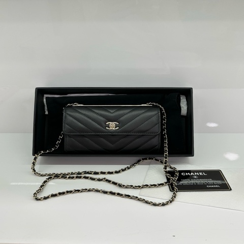 Chanel 香奈兒 黑色 斜紋 trendy小woc挎包 25開 閒置
