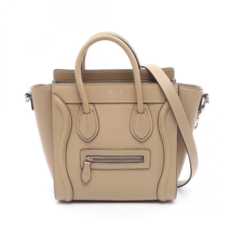 CELINE Luggage Nano Shopper 單肩斜背包，米色皮革，二手女款