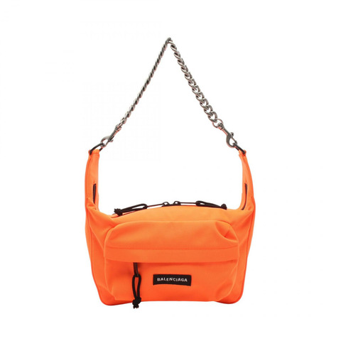 BALENCIAGA Raver 中型鏈條單肩包 741080 帆布橙色 二手 女士