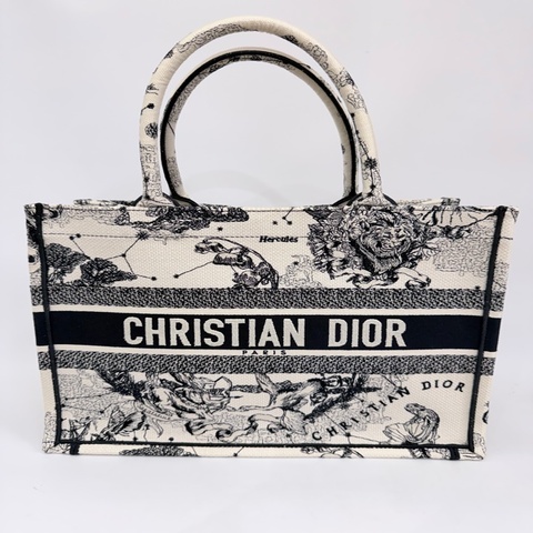 藝術品❤️Dior 星座系列白底黑刺繡中型Book tote