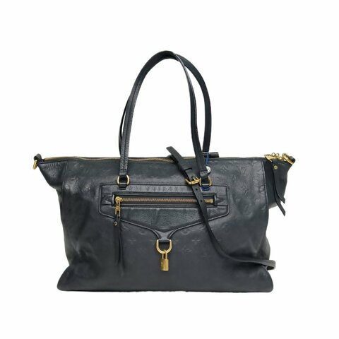 Louis Vuitton 墨藍色 牛皮 金扣 2012 Lumineuse全皮壓花 手提肩背包