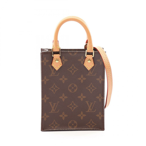 路易威登 Petite Sac Plat 單肩手提包 M81295 Monogram 帆布 棕色 二手
