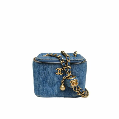 Chanel 牛仔藍 牛仔 31開 金扣 金球小盒子藍