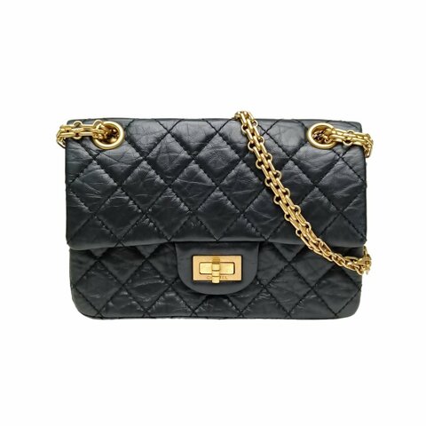 Chanel 2.55 口蓋包 迷你 20cm 黑色 牛皮 晶片開 金扣