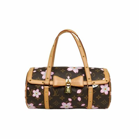 Louis Vuitton 中古 村上隆櫻花圓筒包 老花 PVC 2003