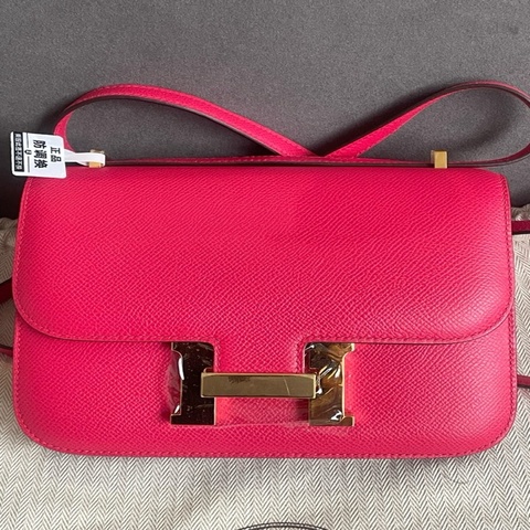 HERMES愛馬仕康康 Constance19 金扣 Epsom牛皮 單肩斜挎包