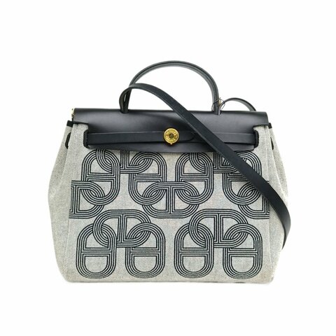 Hermès 89黑色 帆布 Hunter 牛皮 U刻 銀扣 Herbag Zip 31 限量版24賽道 /