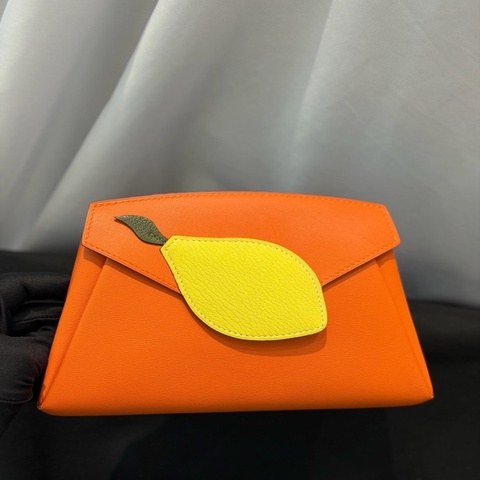 爱马仕Hermes 柠檬爱马仕橙小手包X刻