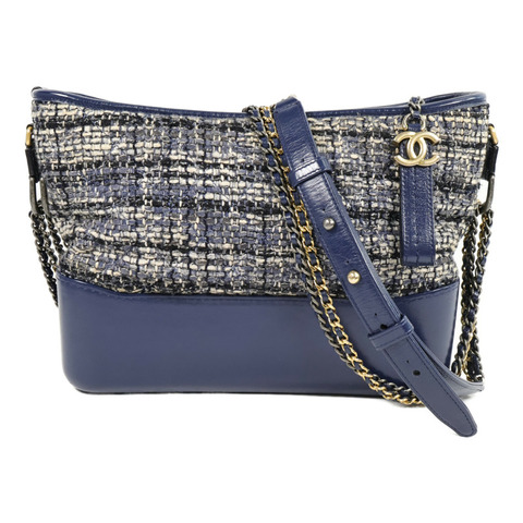 CHANEL 斜紋軟呢Gabrielle Medium鏈帶肩背袋