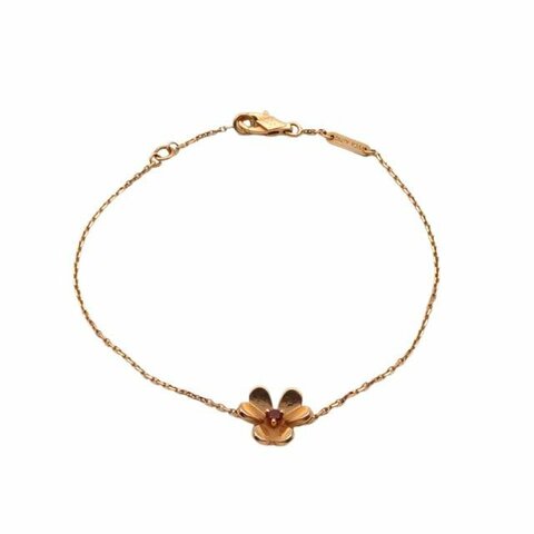 Van Cleef & Arpels 18K玫瑰金 玫瑰金 Frivole 花朵 手鏈 迷你 紅寶石 18K