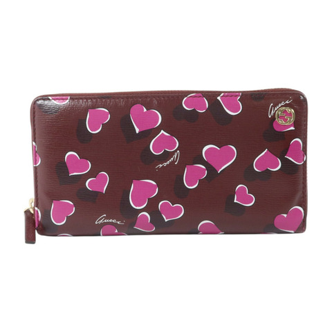 GUCCI 牛皮皮革Heartbeat Print Zip Around Wallet長錢包