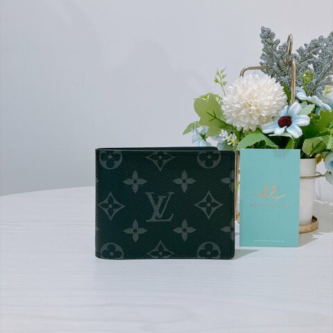 TK2178	路易威登 男仕黑色格仔 銀包  Vuitton M61695 Multiple Wallet Monogram Eclipse Canvas x Black