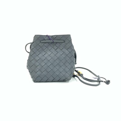 Bottega Veneta 小號Intrecciato水桶包 閃電灰 羊皮拼牛皮 斜背包