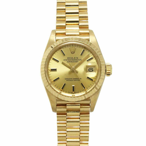 勞力士 Datejust 6917（序號 7）女士腕錶，香檳金，18K 黃金自動機芯。