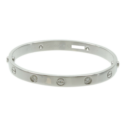 CARTIER 18K白金Love Bracelet 4 Diamonds鑽石手鐲