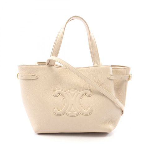 CELINE Mini Cabas Anais Cuir Triomphe 2WAY 手提包 118613ENY02PA 皮革 米色 二手 女士