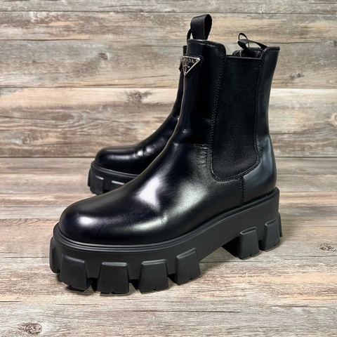 PRADA 普拉達 Monolith切爾西短靴黑色 38碼，97新