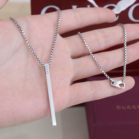 Gucci古馳 銀項鍊，鏈長54cm，925銀，98新