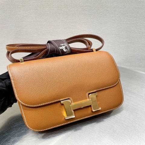 99新 愛馬仕Hermes  康康19金棕金扣 EP皮 K刻