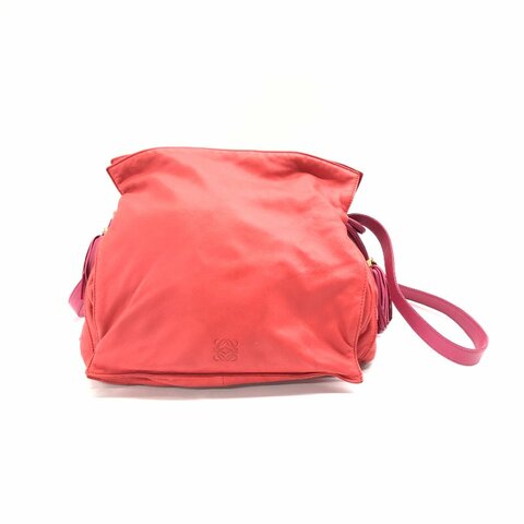 LOEWE 玫紅色 福袋 牛皮 斜背包